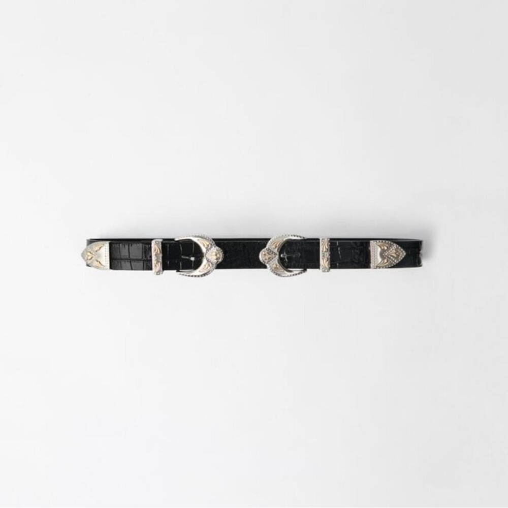 Maje leather double buckle belt size 1 US SMALL